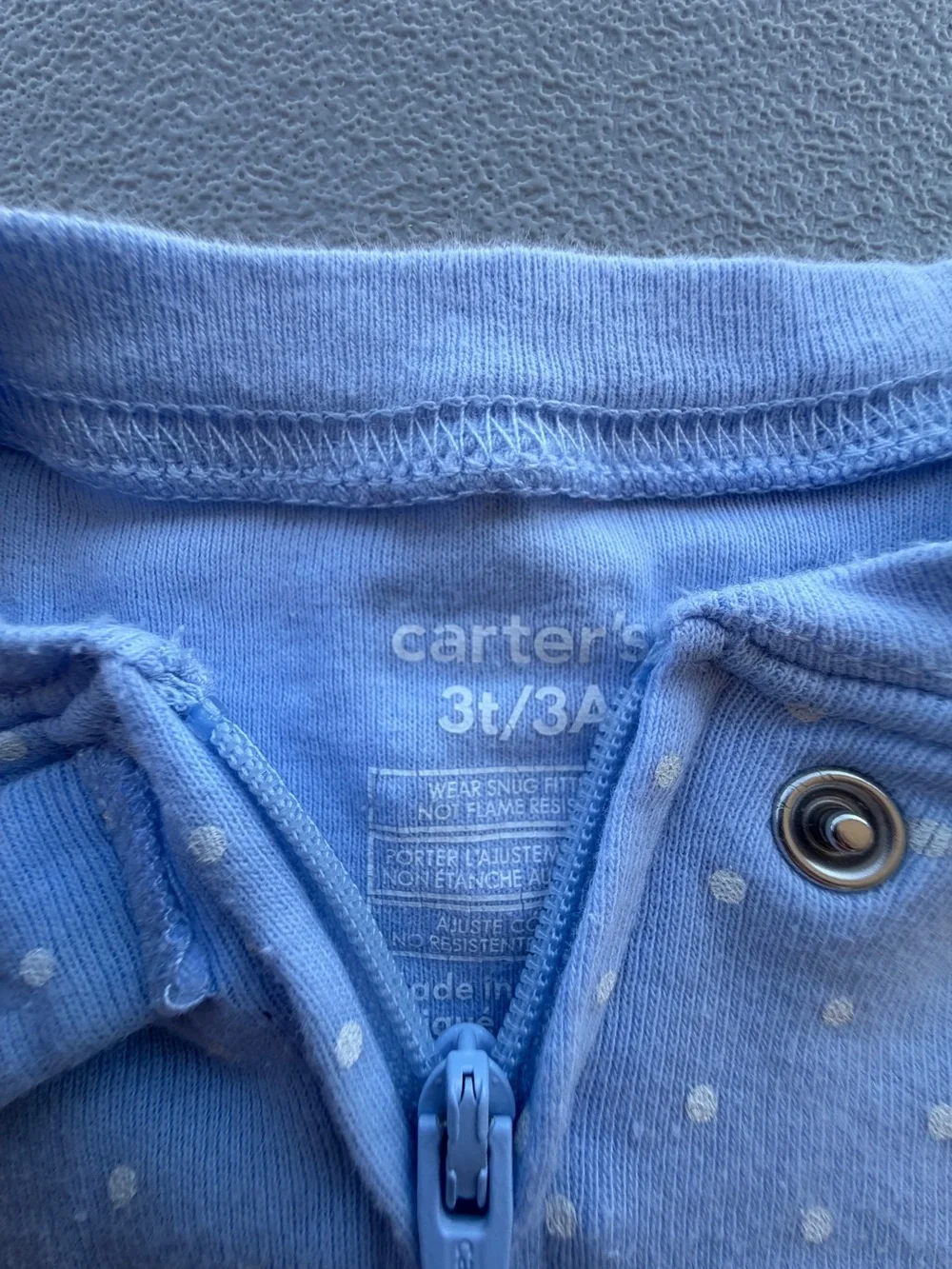 Carter's Light Blue Polka Dot Footed One-Piece with Fox Appliqué